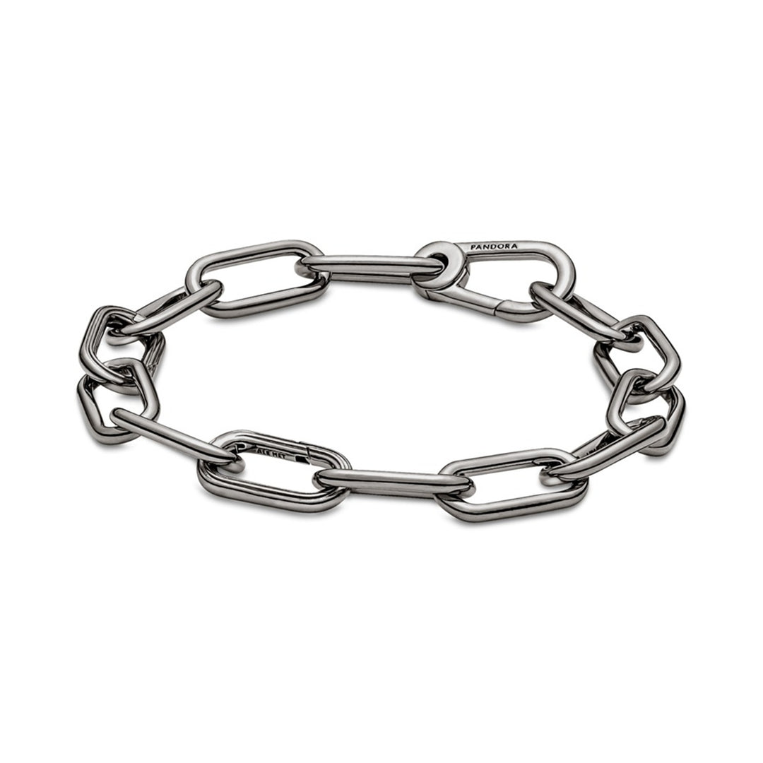 Ruthenium-plated link bracelet