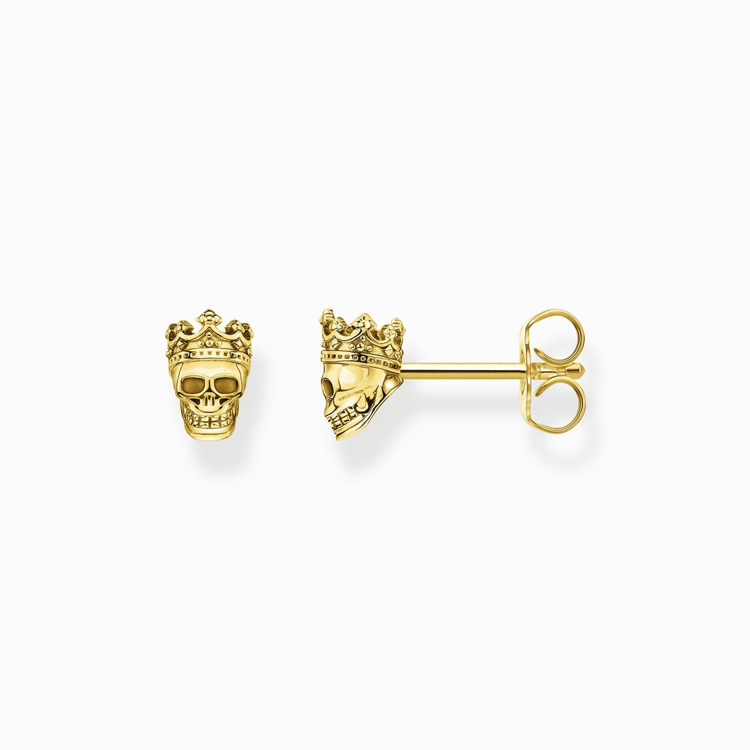 Thomas Sabo Sterling Silver Gold Plated Skull Stud Earrings