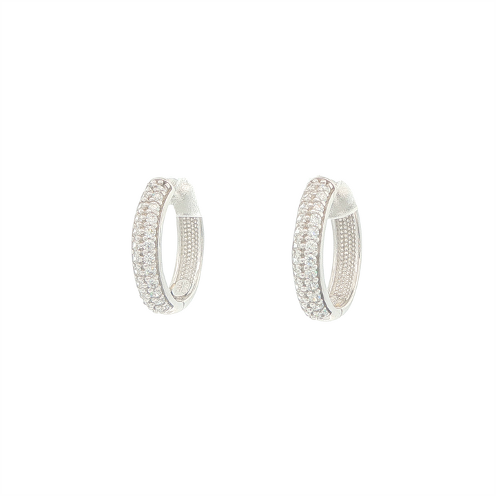 18KT White Gold 0.48 CZ Huggy Hoop Earrings