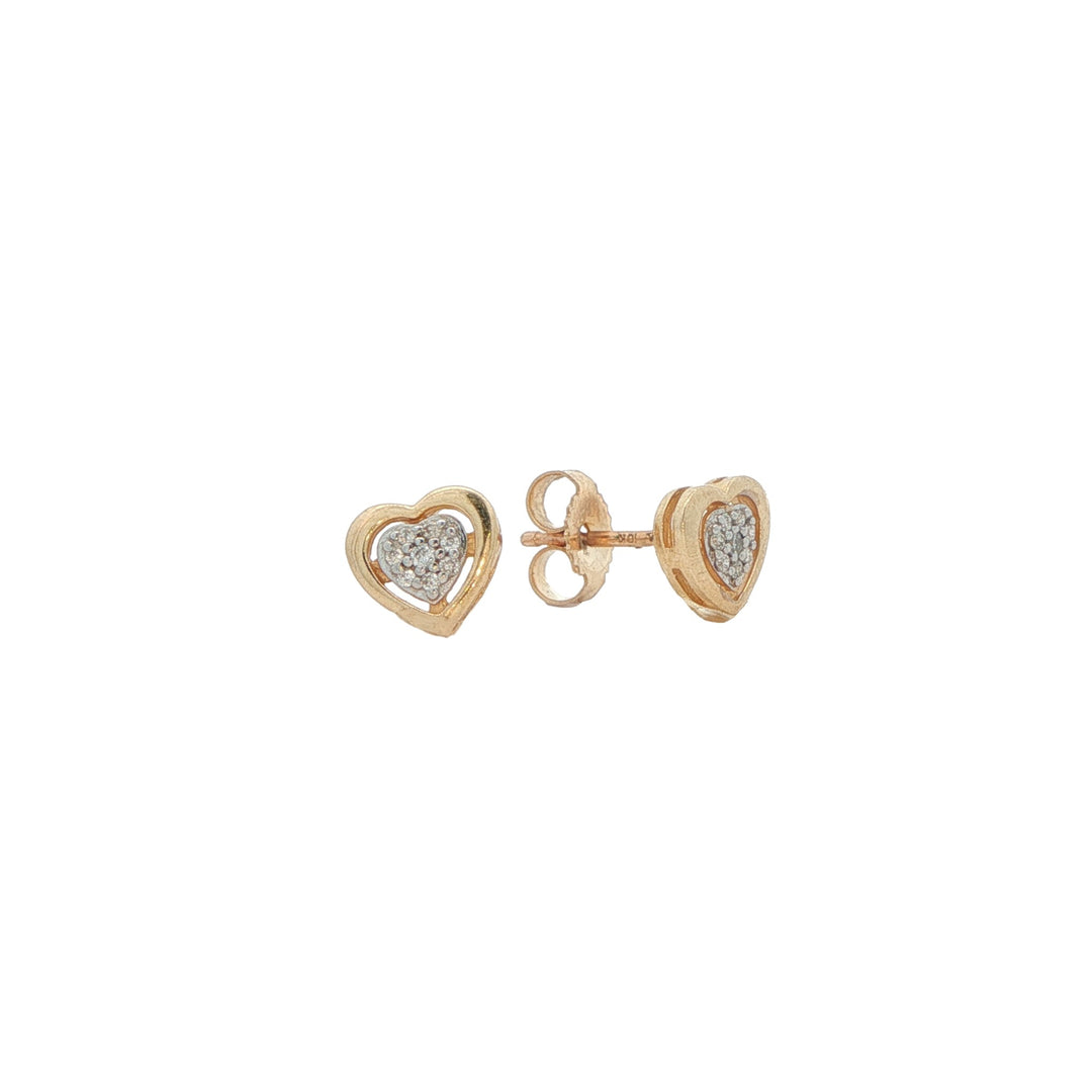 10KT Yellow Gold 0.05ctw Diamond Heart Stud Earrings