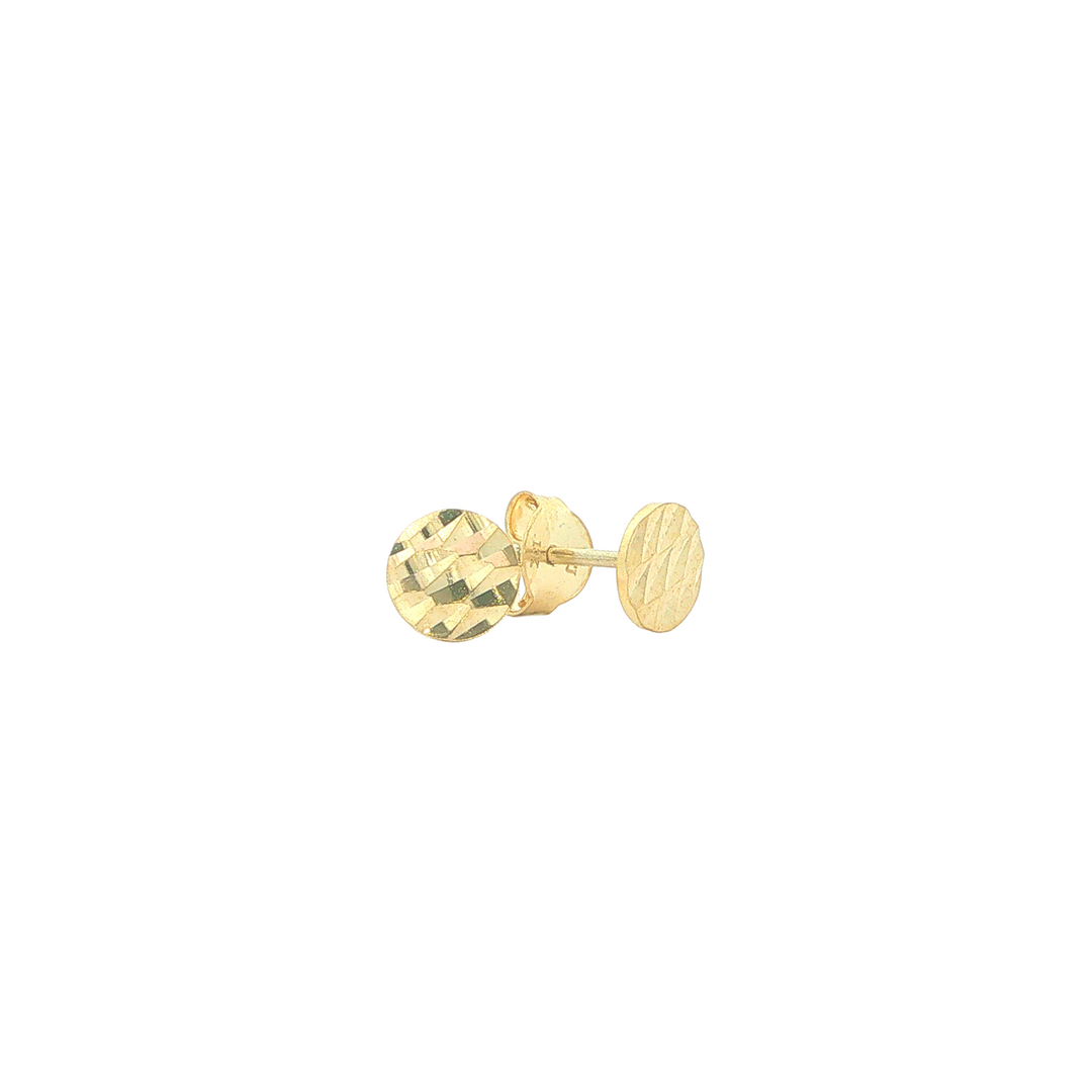 10KT Yellow Gold Diamond Cut Circle Stud Earrings