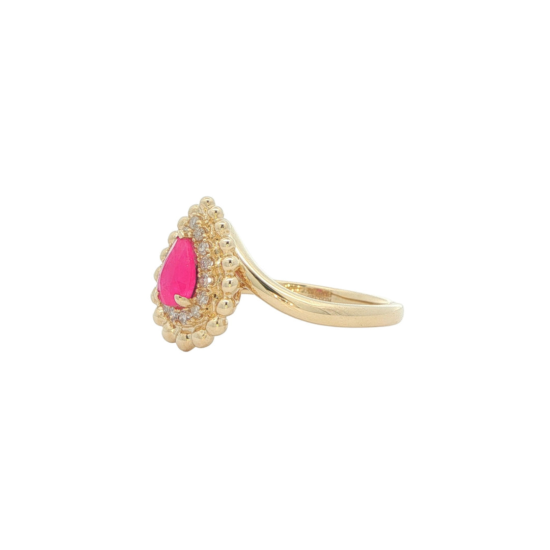 14K Yellow Gold Ruby Diamond Ring