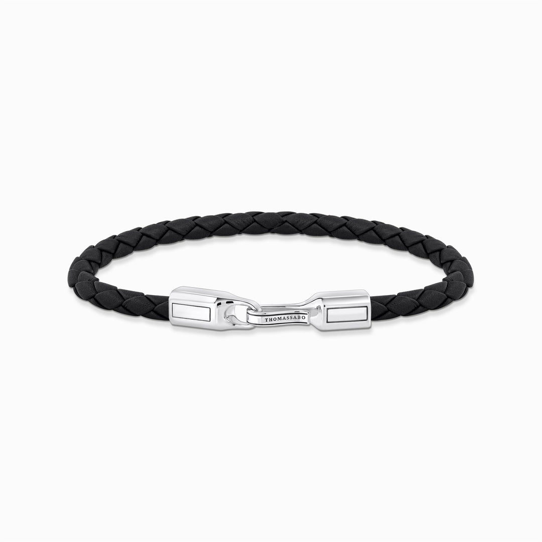 Thomas Sabo Sterling Silver Black Leather Bracelet