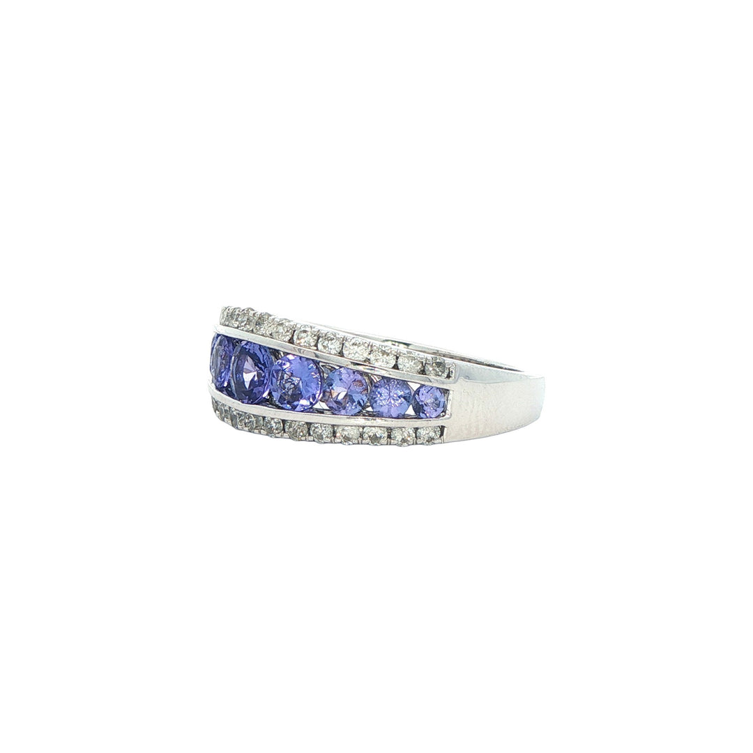 14K White Gold Tanzanite 0.48ctw Diamond Ring