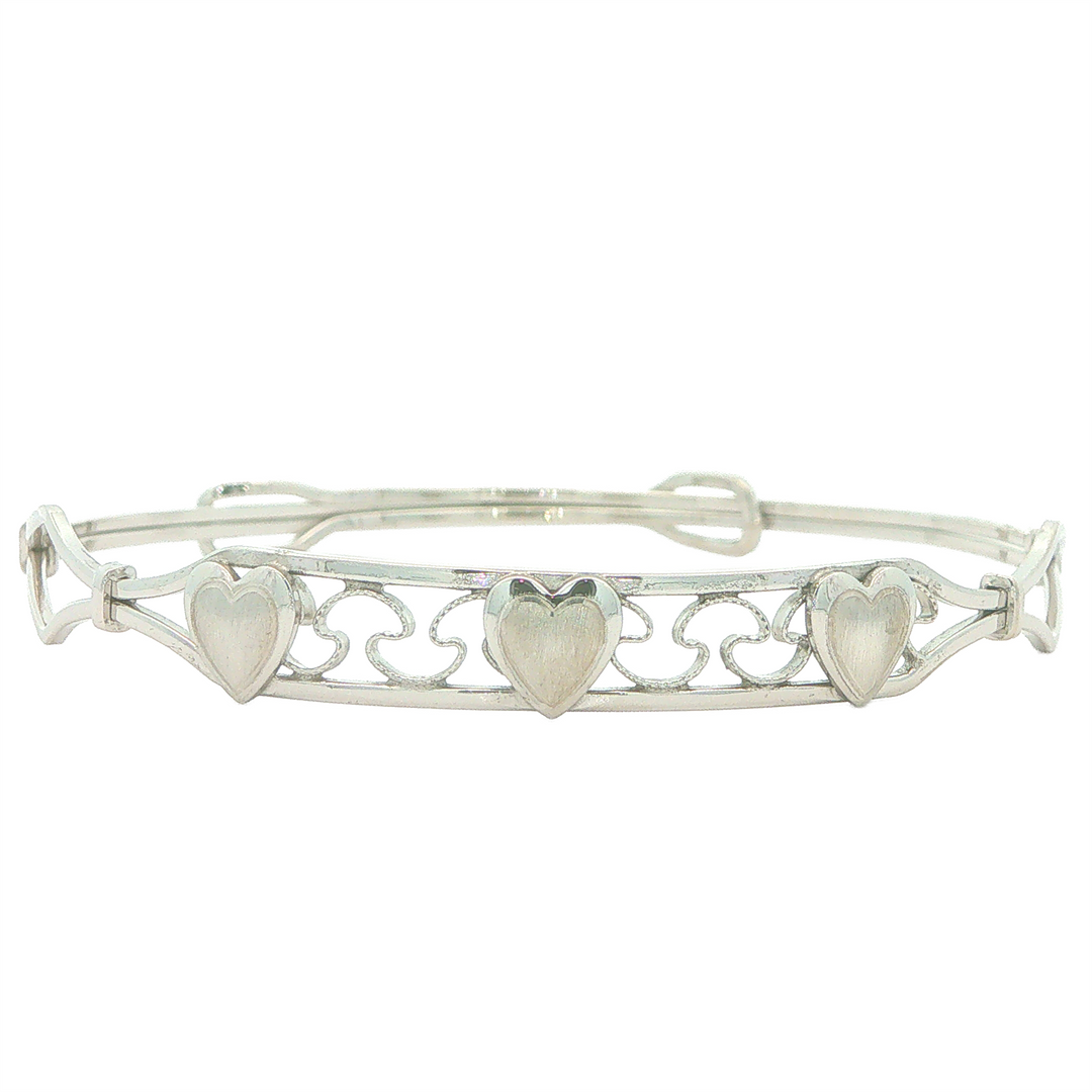 Sterling Silver Adjustable Children's Bracelet with Hearts