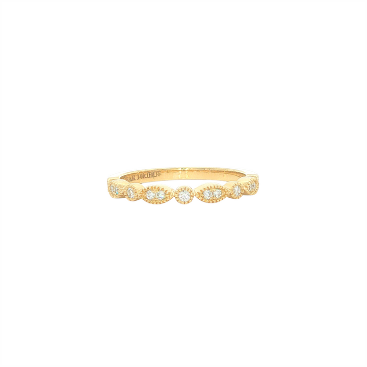 14KT Yellow Gold Pave Set Stackable Half Eternity 0.14 ctw Diamond Band