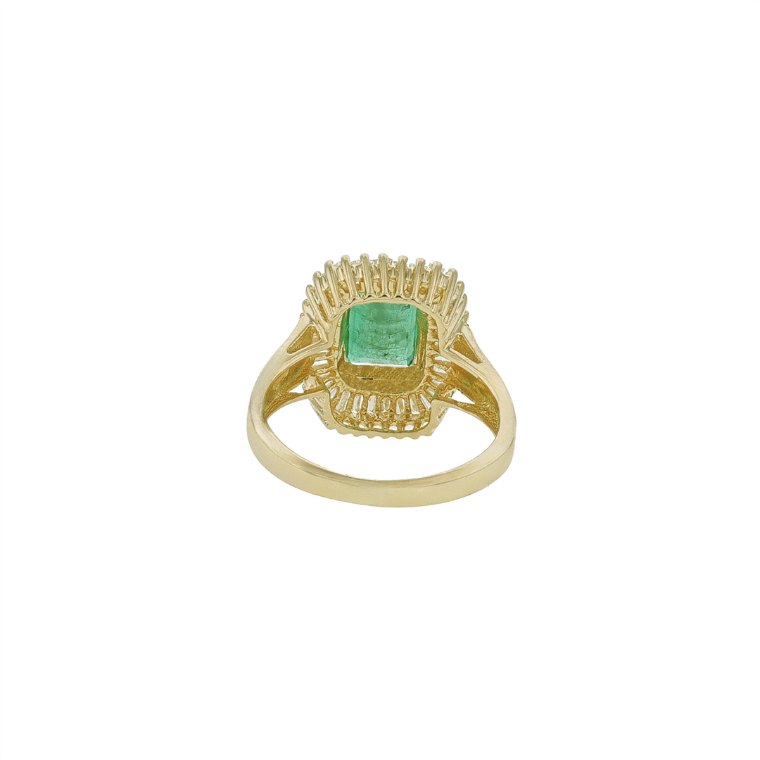 14KT Yellow Gold Emerald Cut Emerald & 0.85cttw Diamond Estate Ring