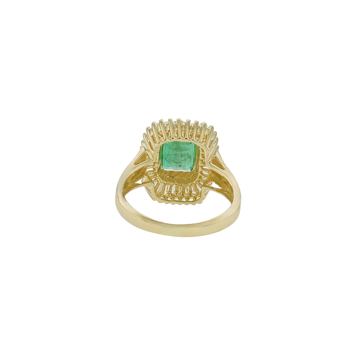 14KT Yellow Gold Emerald Cut Emerald & 0.85cttw Diamond Estate Ring