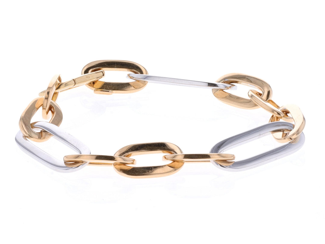18KT Two Tone 7.5" Paper Clip Bracelet