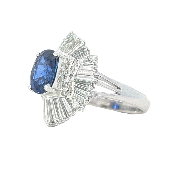 Platinum Natural Sapphire and 1.65ctw Diamond Estate Ring