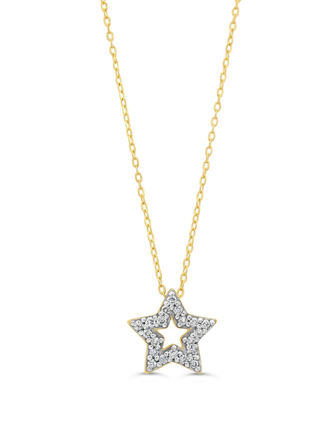 10KT Yellow Gold 0.05ctw Diamond Star Necklace