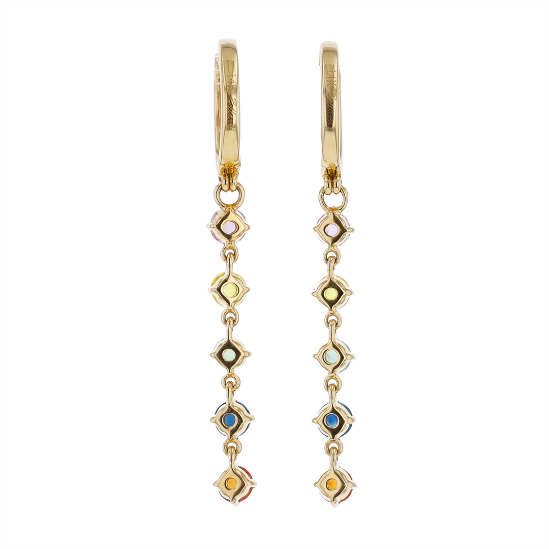 BELLARRI 14KT Yellow Gold Multi-Colour Sapphire Drop Earrings