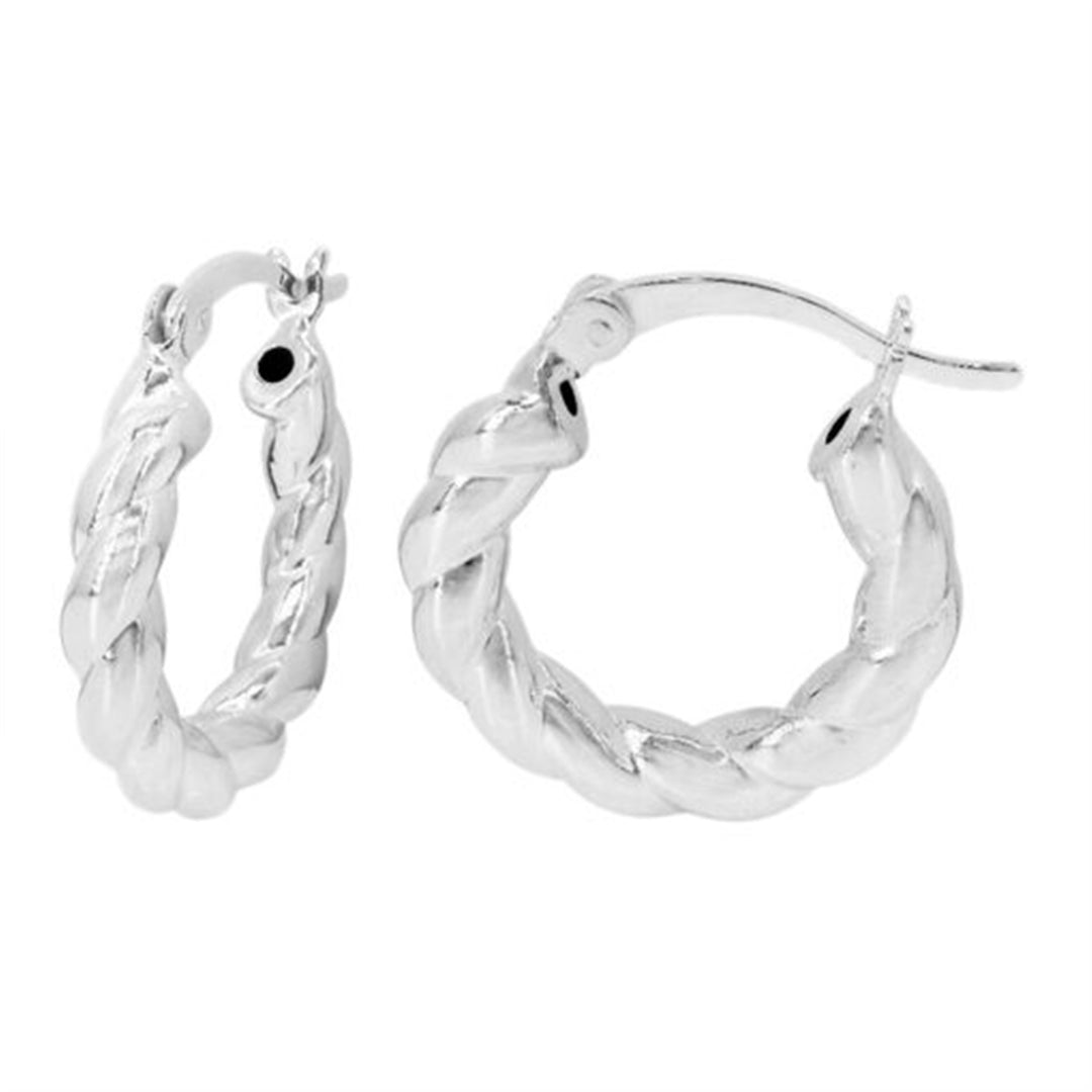 Sterling Silver Twisted Round Hoop Earrings 18mm