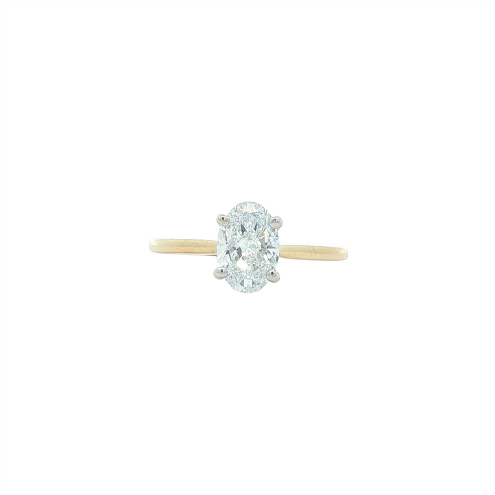 14KT Two-tone 1.11ctw Oval Lab Grown Solitaire Diamond Engagement Ring
