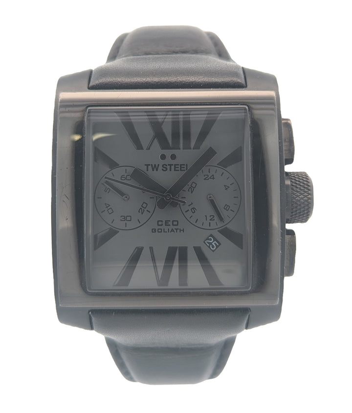 TW STEEL Men's Black Stainless Steel Watch Final Sale