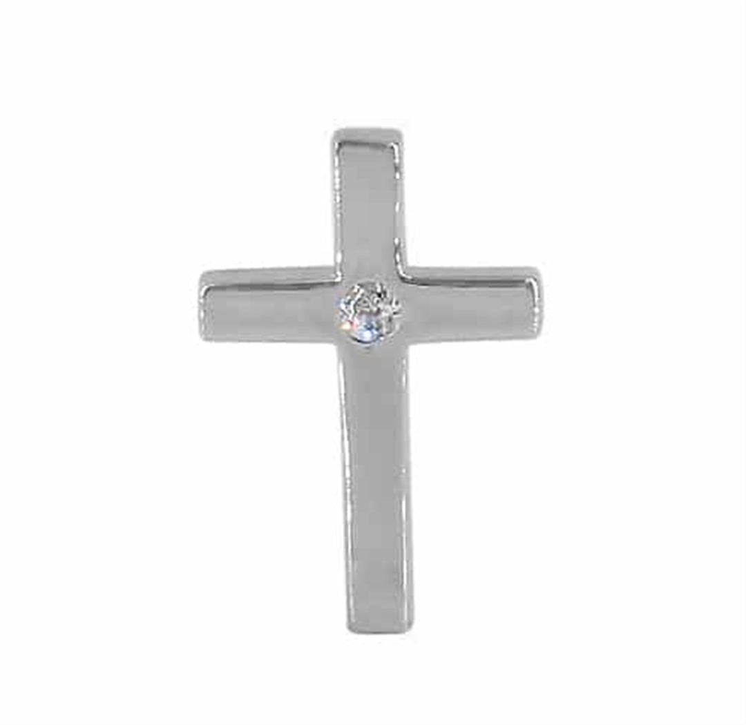 Sterling Silver CZ Small Cross Pendant (17 x 11mm)