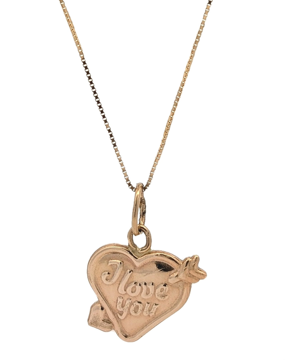 10KT Yellow Gold 'I Love You' Heart 18" Necklace