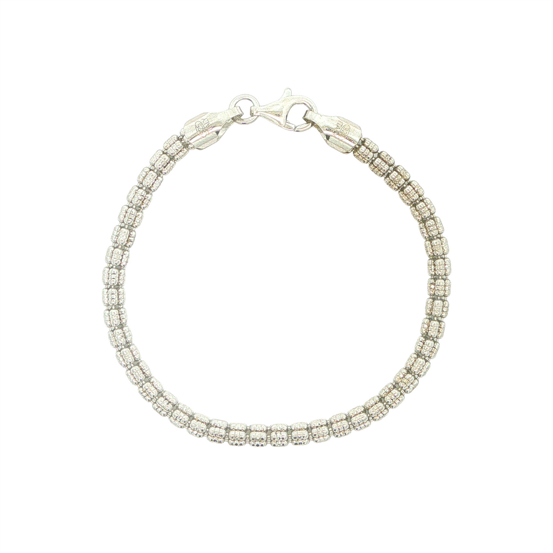 Sterling Silver with Rhodium 4.7mm Ice Chain with 5 Barrel Bracelet 8"