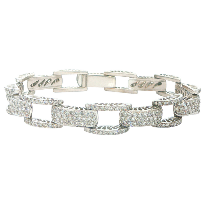 18KT White Gold 4.65tcw Diamond Estate Bracelet 8"