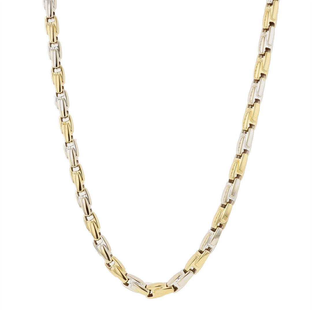 18KT Yellow and White Gold "MASTRELLO" Box Link Estate Chain 24"