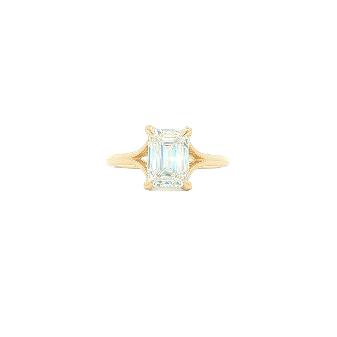 14KT Yellow Gold 2.12cttw Lab Grown Emerald Cut Diamond Engagment Ring
