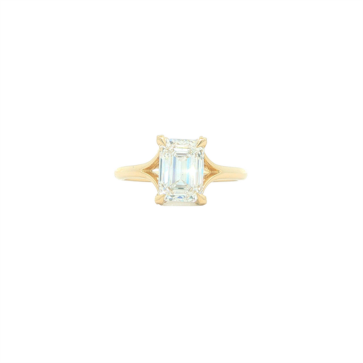 14KT Yellow Gold 2.12cttw Lab Grown Emerald Cut Diamond Engagment Ring