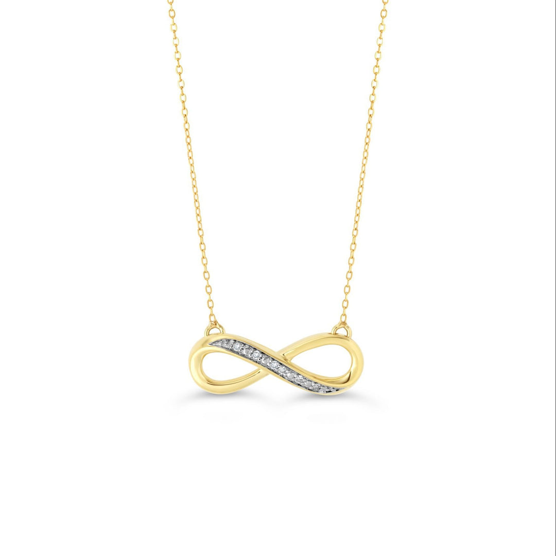 10KT Yellow Gold 0.021ctw Diamond Icicles Infinity Necklace