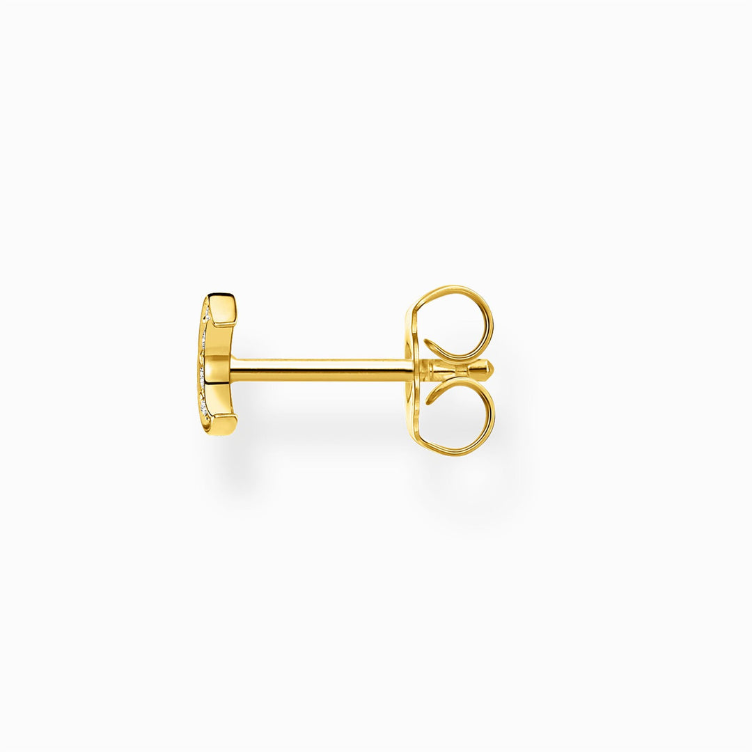 Thomas Sabo Sterling Silver Gold Plated CZ Moon Single Stud Earring