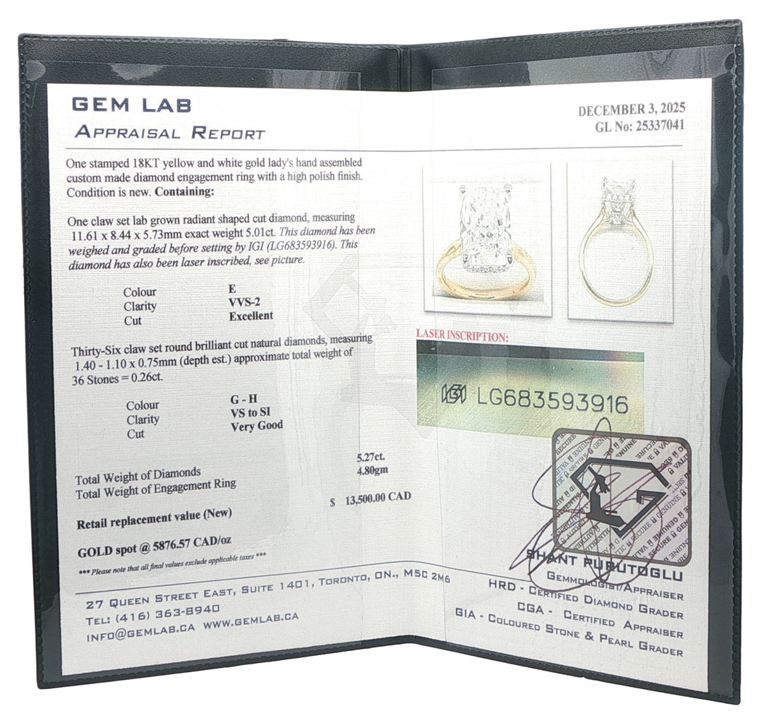 18KT Two-Toned 5.27ctw Lab Grown Diamond Engagement Ring