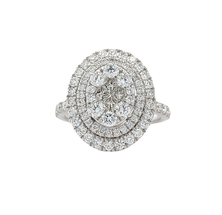 14KT White Gold 1.00ctw Diamond Estate Cluster Ring
