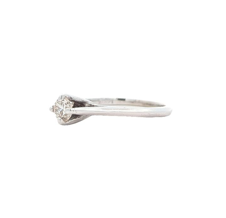14KT White Gold 0.31ctw Round Cut Diamond Estate Engagement Ring