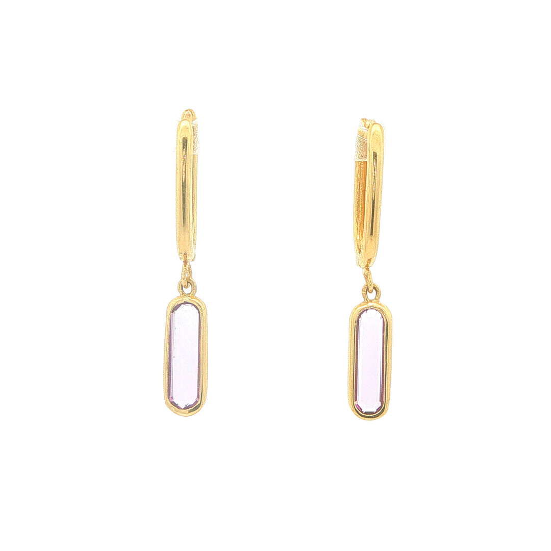 10KT Yellow Gold Amethyst Drop Earrings