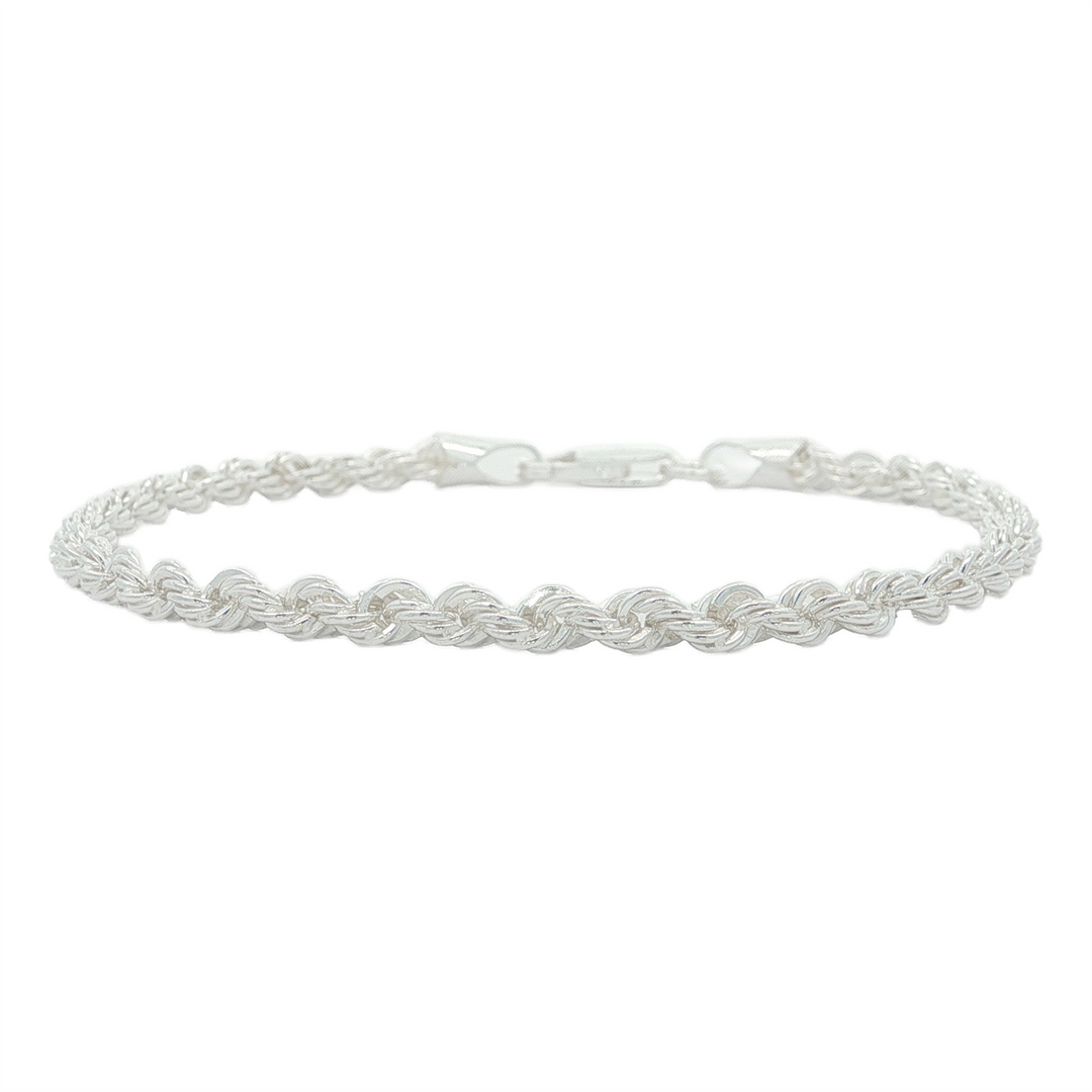 Stirling Silver 7" 3.2mm Rope Bracelet