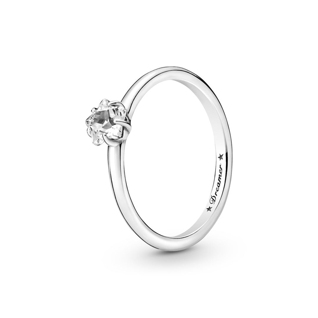 Star sterling silver ring with  clear cubic zirconia