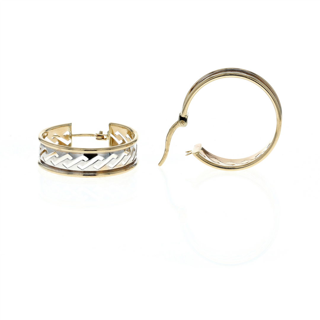 10KT Yellow and White Gold 23mm Hoop Earrings