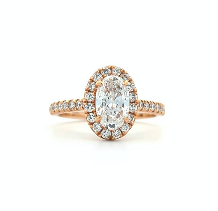 18KT Rose Gold 1.03ctw Oval Diamond Engagement Ring