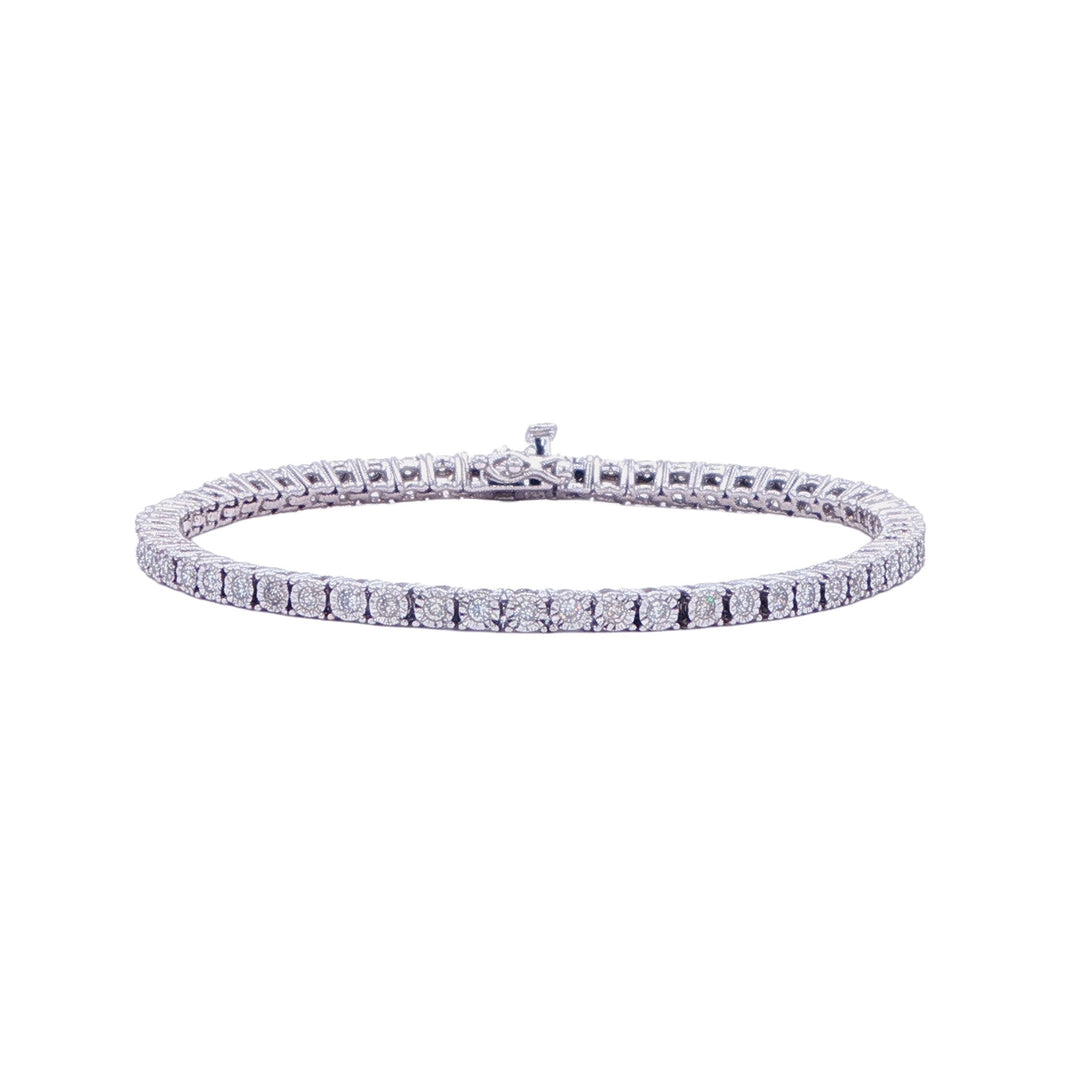 14KT White Gold 1.00ctw Diamond 7" Estate Tennis Bracelet