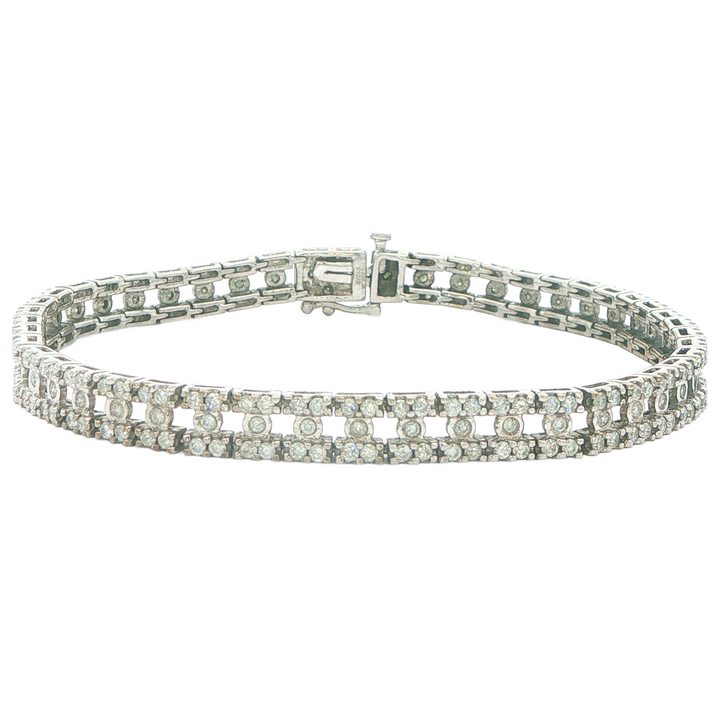 14K White Gold 3.00tcw Diamond Estate Bracelet 7.5"