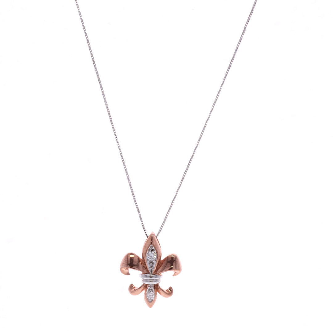 10KT White and Rose Gold 0.05ctw Necklace