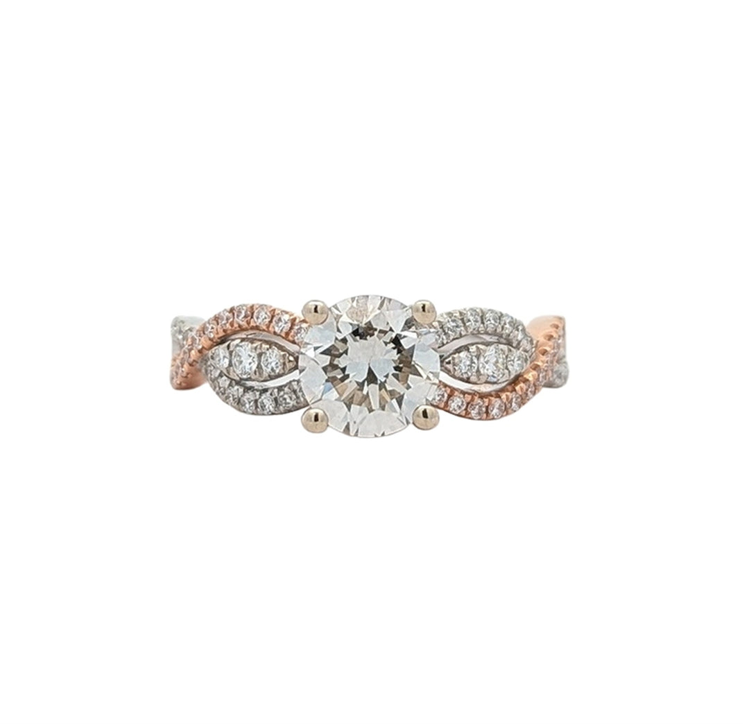 14KT White and Rose Gold 1.62ctw Diamond Engagement Ring and Matching Band