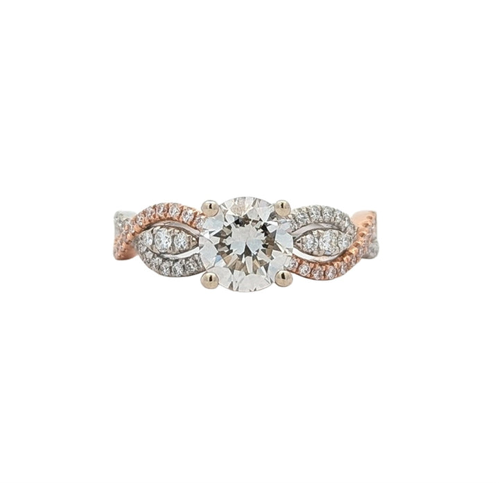 14KT White and Rose Gold 1.62ctw Diamond Engagement Ring and Matching Band
