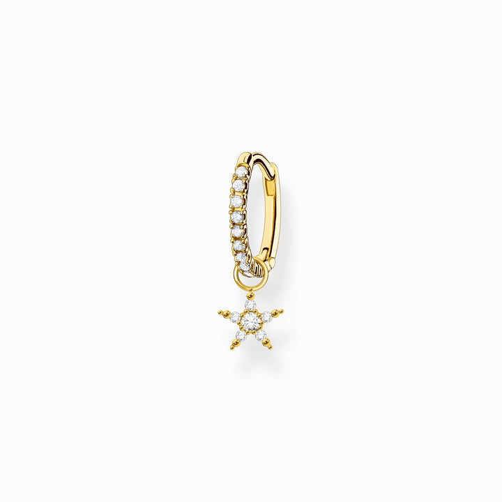 Thomas Sabo Sterling Silver Gold Plated Star Pendant Single Hoop Earring