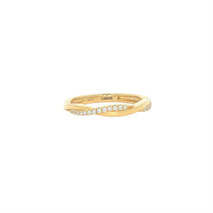 14KT Yellow Gold Crossover French-Pave 0.09 tcw Diamond Band