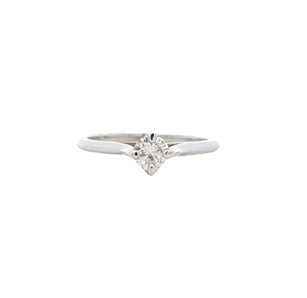 14KT White Gold 0.31ctw Round Cut Diamond Estate Engagement Ring