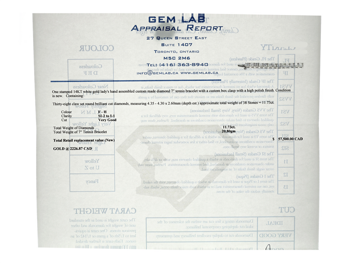 14KT White Gold 11.73ctw Diamond 7" Estate Tennis Bracelet