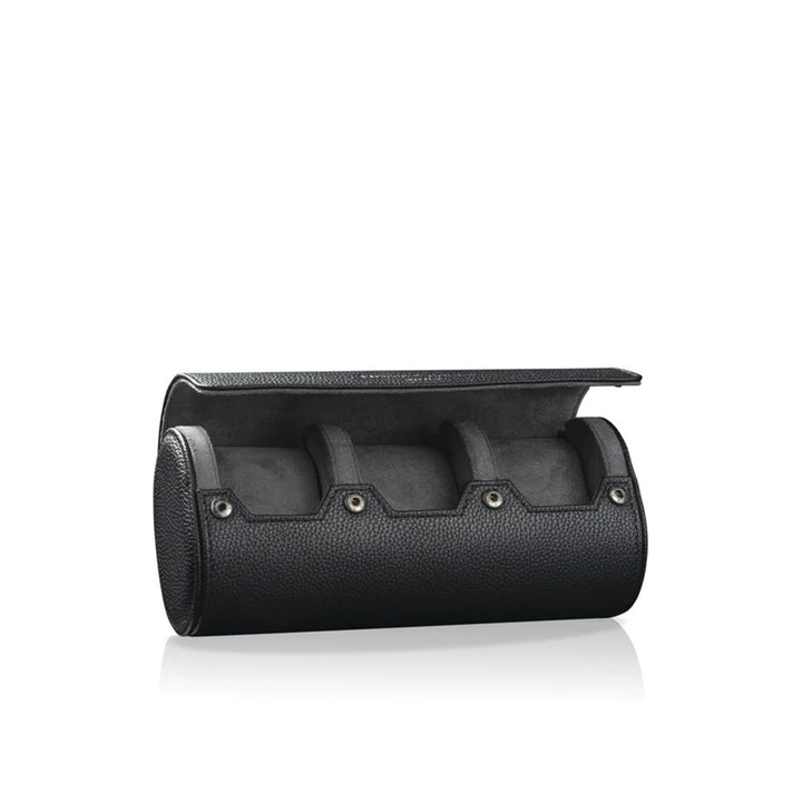HEISSE & SOHNE "Charles 3" Triple Watch Roll in Black & Anthracite