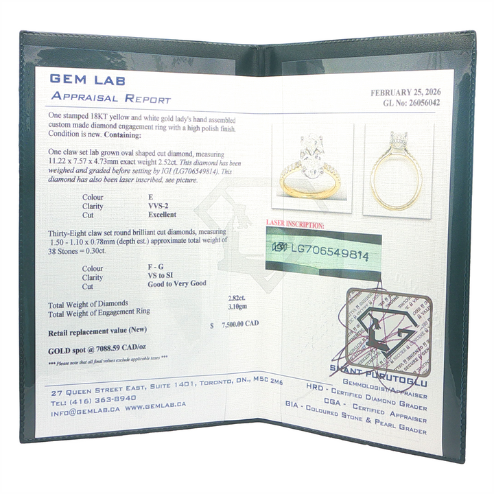 18KT Two-tone Gold 2.82ctw Oval Lab Grown Diamond Engagement Ring