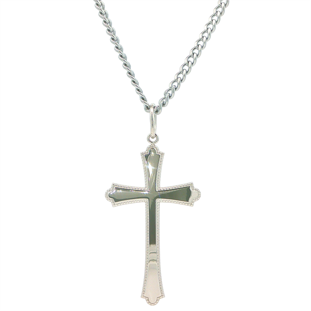 Sterling Silver Cross Pendant with 24" Stainless Steel Chain