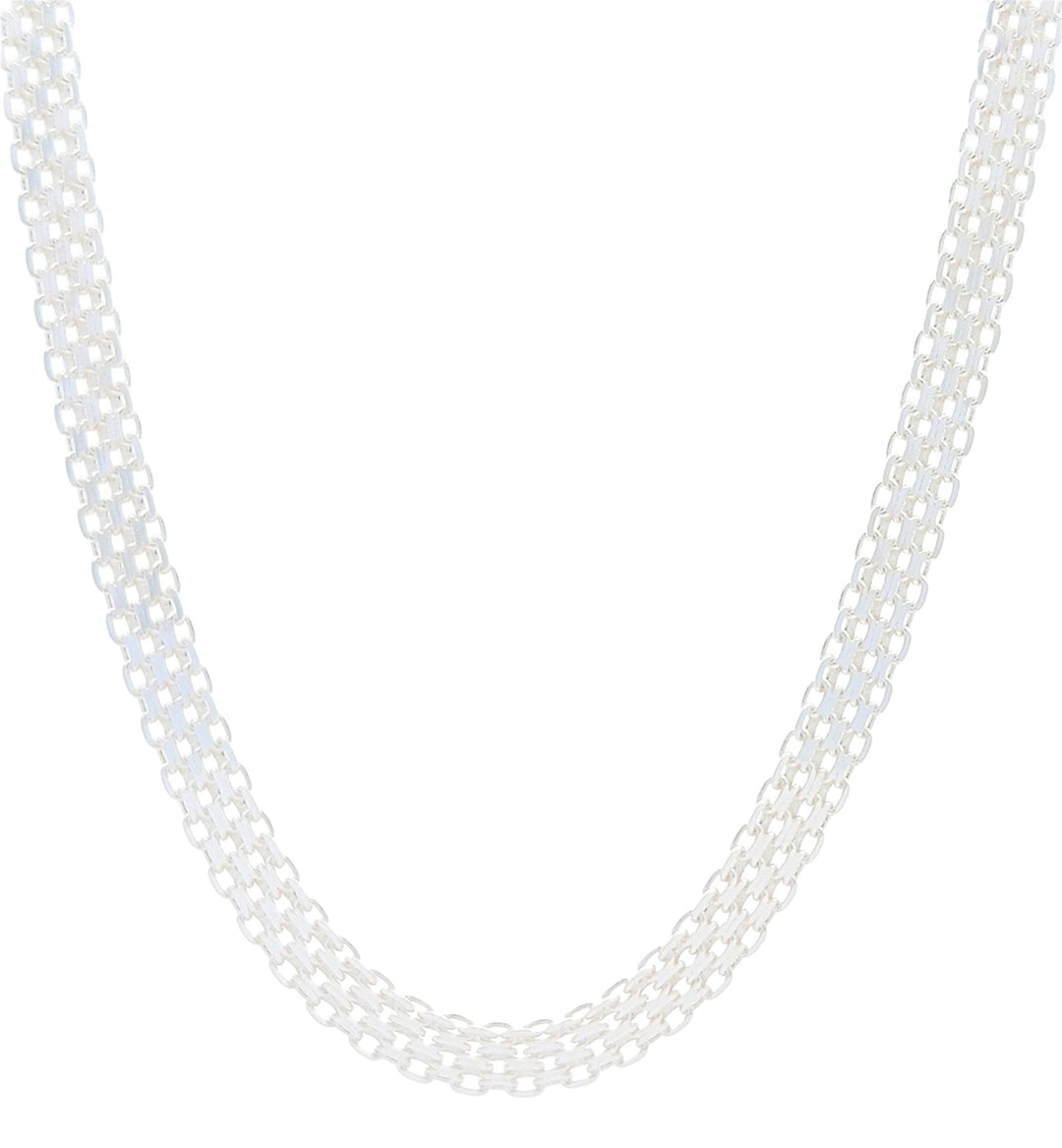 Sterling Silver Diamond Cut 16" Four Rows Bismark Chain