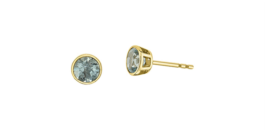 10K Yellow Gold Aquamarine Stud Earrings